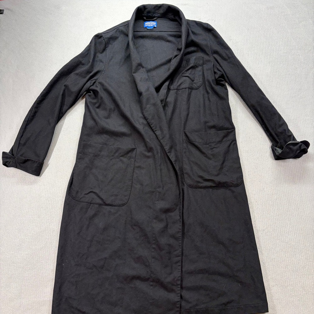 Pendleton Wool Robe Mens L Black Virgin Wool Shawl Collar Loungewear Made in USA